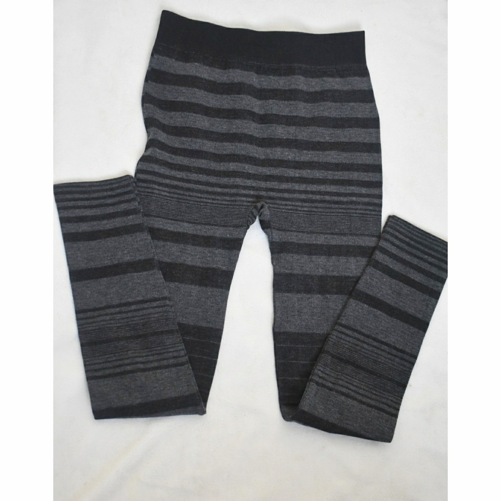 NEW! Grey Stripe Fleece Lined Leggings (S/M)